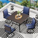 LEVELEVE 5 Piece Outdoor Patio Dining Set with 4 Swivel Dining Chairs & 1 Large Square Dining Table,Bistro Furniture Set for Lawn, Garden, Deck, Backyard and Porch
