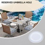 YITAHOME 5-Piece Outdoor Patio Dining Sets, Elegant Wicker Furniture with 4 Swivel Dining Chairs & 2" Umbrella Hole Wood-Grain Table for Garden, Patio, and Balcony