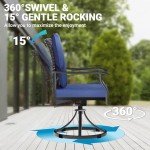 LEVELEVE 5 Piece Outdoor Patio Dining Set with 4 Swivel Dining Chairs & 1 Large Square Dining Table,Bistro Furniture Set for Lawn, Garden, Deck, Backyard and Porch