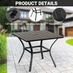 LEVELEVE 5 Piece Outdoor Patio Dining Set with 4 Swivel Dining Chairs & 1 Large Square Dining Table,Bistro Furniture Set for Lawn, Garden, Deck, Backyard and Porch