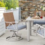 YITAHOME 5-Piece Outdoor Patio Dining Sets, Elegant Wicker Furniture with 4 Swivel Dining Chairs & 2" Umbrella Hole Wood-Grain Table for Garden, Patio, and Balcony