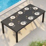 YITAHOME Aluminum Patio Dining Table for 8, 75" Outdoor Dining Table, E-Coated Rectangular Patio Table for Backyard Garden Lawn, Black