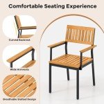 Tangkula 6 Pieces Outdoor Acacia Wood Dining Set, Patio Table and Chairs Set with Bench for 6-7 People, Outdoor Dining Furniture Set with 2" Umbrella Hole for Garden, Backyard and Poolside