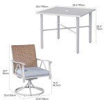 YITAHOME 5-Piece Outdoor Patio Dining Sets, Elegant Wicker Furniture with 4 Swivel Dining Chairs & 2" Umbrella Hole Wood-Grain Table for Garden, Patio, and Balcony