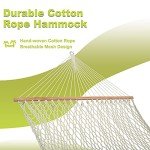Lazy Daze Hammocks 12FT Double Rope Hammocks, 2 Person Hand Woven Cotton Hammock with Spreader Bar for Outdoor, Indoor, Patio, Poolside, FIT 13-15 Foot Stand, Max 450 Lbs, Natural, 141 x 57 inches