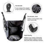 Hommtina Hammock Chair Hanging Rope Swing, Max 300 Lbs Hanging Chair with Pocket & Durability Perfect for Outdoor, Home, Bedroom, Patio, Yard (Pillows NOT Included,Dark Gray)
