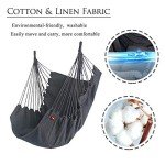 Hommtina Hammock Chair Hanging Rope Swing, Max 300 Lbs Hanging Chair with Pocket & Durability Perfect for Outdoor, Home, Bedroom, Patio, Yard (Pillows NOT Included,Dark Gray)