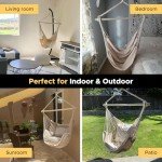 ADVOKAIR Hammock Chair Swing (500 lbs Max) - Hanging Hammock Chair Rope Swing Indoor for Bedroom, Outdoor, Patio, Bedroom, Porch, Deck - Sturdy Steel Bar with Anti-Slip Safety Rings