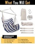 ADVOKAIR Hammock Chair Swing (500 lbs Max) - Hanging Hammock Chair Rope Swing Indoor for Bedroom, Outdoor, Patio, Bedroom, Porch, Deck - Sturdy Steel Bar with Anti-Slip Safety Rings