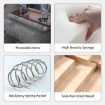 GlasFlength L Shaped Sectional Sofa with Ottoman, Nail-Head Design Linen Right Facing Modern Couches with Cup Holder for Living Room, Bedroom, Office