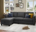 Sectional Sofa and Couches for Living Room - 78''L Shaped Dark Grey Linen Couch-Pet Friendly Modular 3-Seater Convertible Sofas-Washable Covers-Suitable for The Living Room, Apartment or Bedroom