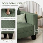 YESHOMY L-Shaped Convertible Sectional Sofa 3 Seater with Corduroy Fabric, Complete with Mobile Footrest, for Living Room, Apartment and Office, 70", Green