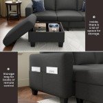 Sectional Sofa and Couches for Living Room - 78''L Shaped Dark Grey Linen Couch-Pet Friendly Modular 3-Seater Convertible Sofas-Washable Covers-Suitable for The Living Room, Apartment or Bedroom