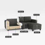 Sectional Sofa and Couches for Living Room - 78''L Shaped Dark Grey Linen Couch-Pet Friendly Modular 3-Seater Convertible Sofas-Washable Covers-Suitable for The Living Room, Apartment or Bedroom