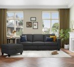 Sectional Sofa and Couches for Living Room - 78''L Shaped Dark Grey Linen Couch-Pet Friendly Modular 3-Seater Convertible Sofas-Washable Covers-Suitable for The Living Room, Apartment or Bedroom