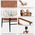 Yaheetech Accent Chair, PU Leather Living Room Chair Back Pillow Modern Lounge Chair Wooden Arms Metal Frame Bedroom Waiting Room Retro Brown