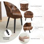 Furniliving PU Leather Accent Chair for Living Room, Upholstered Reading Chair with High Backrest, Tufted-Button Wingback Armchair for Bedroom, Dressing Room, Home Office, Brown