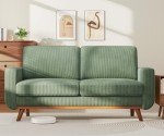 Vesgantti 68" Loveseat Sofa Green, Comfy Corduroy Couch with Spring Cushion, Sofa Couch with Solid Wood, Modern Couch with Deep Seat, Sofa for Bedroom, Loveseat for Living Room, Green Office Couch