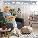 Shintenchi Small Modern Loveseat Couch Sofa, Mid Century Fabric Upholstered 2-Seat Sofa Couch Love Seats Furniture for Small Space,Living Room,Studio,Apartment with 2 Pillows,Black