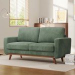 Vesgantti 68" Loveseat Sofa Green, Comfy Corduroy Couch with Spring Cushion, Sofa Couch with Solid Wood, Modern Couch with Deep Seat, Sofa for Bedroom, Loveseat for Living Room, Green Office Couch