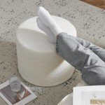 Bezseller Soft Boucle Pouf Ottoman, Comfortable Foot Rest, Full Foam Filling Footstool for Living Room, Bedroom, Lightweight Comfort and Charm Floor Poof Seating Perfect to Rest Your Feet, Beige