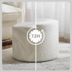 Bezseller Soft Boucle Pouf Ottoman, Comfortable Foot Rest, Full Foam Filling Footstool for Living Room, Bedroom, Lightweight Comfort and Charm Floor Poof Seating Perfect to Rest Your Feet, Beige