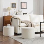 Bezseller Soft Boucle Pouf Ottoman, Comfortable Foot Rest, Full Foam Filling Footstool for Living Room, Bedroom, Lightweight Comfort and Charm Floor Poof Seating Perfect to Rest Your Feet, Beige