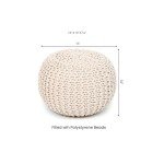 REDEARTH · Round Pouf Ottoman - Cable Knitted Boho Poof - Home Décor Cord Pouffe Handmade Circular Footrest for Living Room - Bedroom - Kids Bedroom - 100% Cotton Pouf (18"x18"x14") - Natural