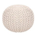 REDEARTH · Round Pouf Ottoman - Cable Knitted Boho Poof - Home Décor Cord Pouffe Handmade Circular Footrest for Living Room - Bedroom - Kids Bedroom - 100% Cotton Pouf (18"x18"x14") - Natural