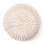 REDEARTH · Round Pouf Ottoman - Cable Knitted Boho Poof - Home Décor Cord Pouffe Handmade Circular Footrest for Living Room - Bedroom - Kids Bedroom - 100% Cotton Pouf (18"x18"x14") - Natural