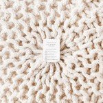 REDEARTH · Round Pouf Ottoman - Cable Knitted Boho Poof - Home Décor Cord Pouffe Handmade Circular Footrest for Living Room - Bedroom - Kids Bedroom - 100% Cotton Pouf (18"x18"x14") - Natural