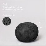 Urban Lifestyle Round Knit Pouf - Hand Woven Cotton, Black