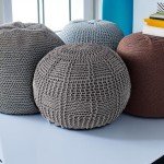 nuLOOM Berlin Casual Knitted Filled Ottoman Pouf 14" x 20" x 20" Grey