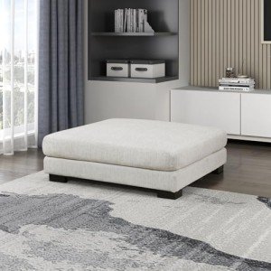 Lexicon Modern Ottoman, Foot Stools Ottoman, Living Room Ottoman Foot Rest, Ottoman Module for Sectional Sofa, 45 Inch Textured Microfiber Square Ottoman for Living Room/Bedroom, Assembled, Beige