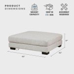 Lexicon Modern Ottoman, Foot Stools Ottoman, Living Room Ottoman Foot Rest, Ottoman Module for Sectional Sofa, 45 Inch Textured Microfiber Square Ottoman for Living Room/Bedroom, Assembled, Beige