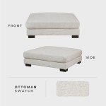 Lexicon Modern Ottoman, Foot Stools Ottoman, Living Room Ottoman Foot Rest, Ottoman Module for Sectional Sofa, 45 Inch Textured Microfiber Square Ottoman for Living Room/Bedroom, Assembled, Beige