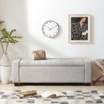 Huatean Home Ottoman with Storage, Storage Ottoman Bench with Safety Hinge, Upholstered Storage Bench with Seating for Bedroom, Living Room, Holds up to 330 lb(Light Gray)