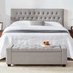 Huatean Home Ottoman with Storage, Storage Ottoman Bench with Safety Hinge, Upholstered Storage Bench with Seating for Bedroom, Living Room, Holds up to 330 lb(Light Gray)