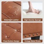 Large Square Ottoman with Storage, 40 Gallons, Oversized Upholstered Faux Leather Ottoman, Leather Lift Top Large Ottoman, Tufted Storage Ottoman Coffee Table for Living Room, Brown