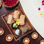 Ottoman Tray | Decorative Coffee Table Tray with Handles - Wooden, 17x13 Inch - Includes 4 Coasters - Ideal for Ottoman, Breakfast