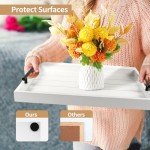 SXNOWS Coffee Table Tray - Large Ottoman Tray for Living Room - Wood Serving Tray with Handles(2 Sets) - Wooden Tray for Coffee Table, 4 Round Coasters Included, White