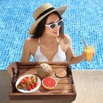 Ottoman Tray | Decorative Coffee Table Tray with Handles - Wooden, 17x13 Inch - Includes 4 Coasters - Ideal for Ottoman, Breakfast