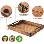 Ottoman Tray | Decorative Coffee Table Tray with Handles - Wooden, 17x13 Inch - Includes 4 Coasters - Ideal for Ottoman, Breakfast