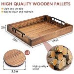 Ottoman Tray | Decorative Coffee Table Tray with Handles - Wooden, 17x13 Inch - Includes 4 Coasters - Ideal for Ottoman, Breakfast