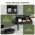 OLIXIS Wood Lift Top Coffee Table with Hidden Compartment and Large Storage Shelf, Lift Tabletop Dining Center Table for Home Living Room Office, Black