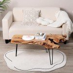 WELLAND Live Edge Natural Cedar Wood Coffee Table