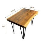 Warmaxx Teak Wood Live Edge End Table 27.8" x 19.8" x 20" H Rectangle Rustic Outdoor Patio Coffee Side Table Vintage Couch Natural Wooden Accent Tables for Living Room Sofa Bedroom