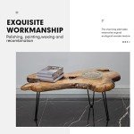 BTEOBFY Natural Wood Edge Contemporary Coffee Cocktail Table, Live Edge Coffee Table,Living Room Coffee Table with Clear Lacquer Finish and Metal Hairpin Legs,Unique Desktop