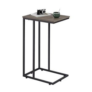 WLIVE Small Side Table, C Shaped End Table for Couch, Sofa and Bed, Tv Tray Table That Slides Under for Living Room, Bedroom, Bedside, Gray and Black