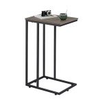 WLIVE Small Side Table, C Shaped End Table for Couch, Sofa and Bed, Tv Tray Table That Slides Under for Living Room, Bedroom, Bedside, Gray and Black